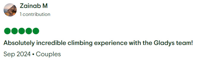 Gladys Adventure Trip Advisor Review