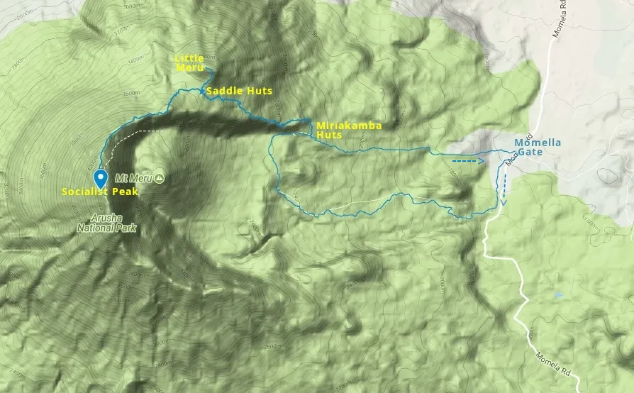 Gladys Adventure Mt Meru Route Map